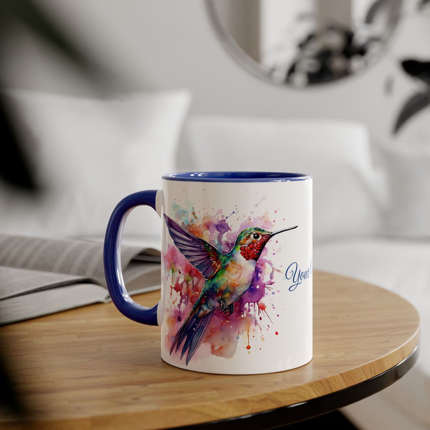 Hummingbird · Personalize It! Your Name | Accent Mug (Small) (Black/Blue/Light Green/Pink/Red/Yellow).