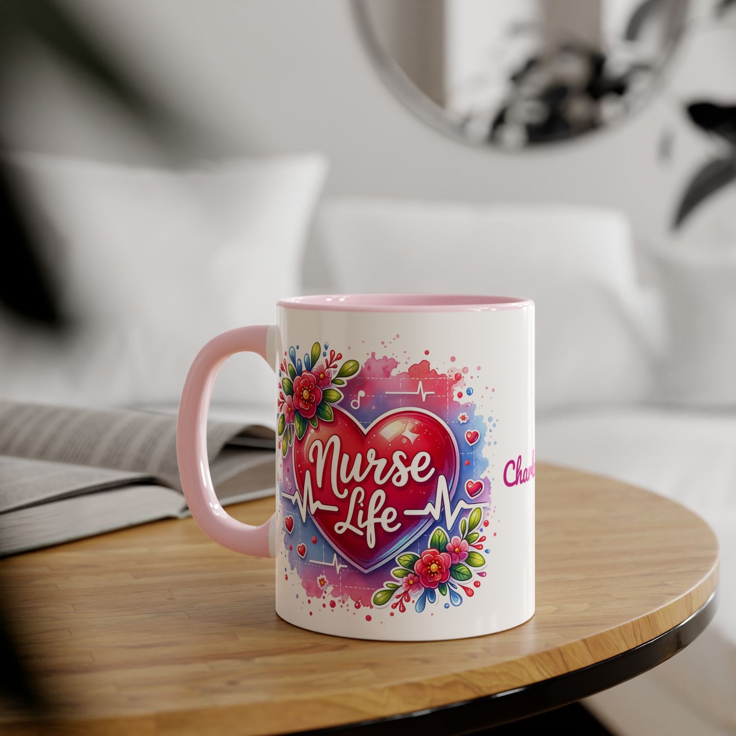 Nurse Life · Personalize It! Your Name | Accent Mug (Small) (Black/Blue/Light Green/Pink/Red/Yellow).