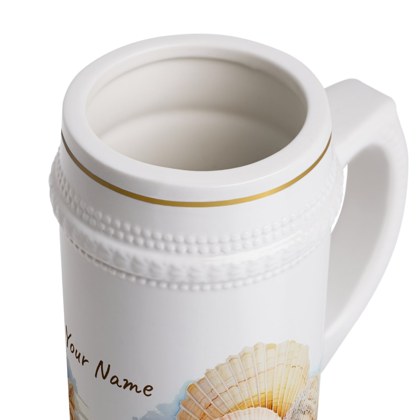 Serene Seashells Watercolor Art: Personalize It! Your Name, Font and Color | Stein Mug 🇺🇸