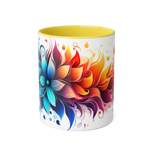 Floral Rainbow, Accent Mug (Small) (Black/Blue/Light Green/Pink/Red/Yellow)