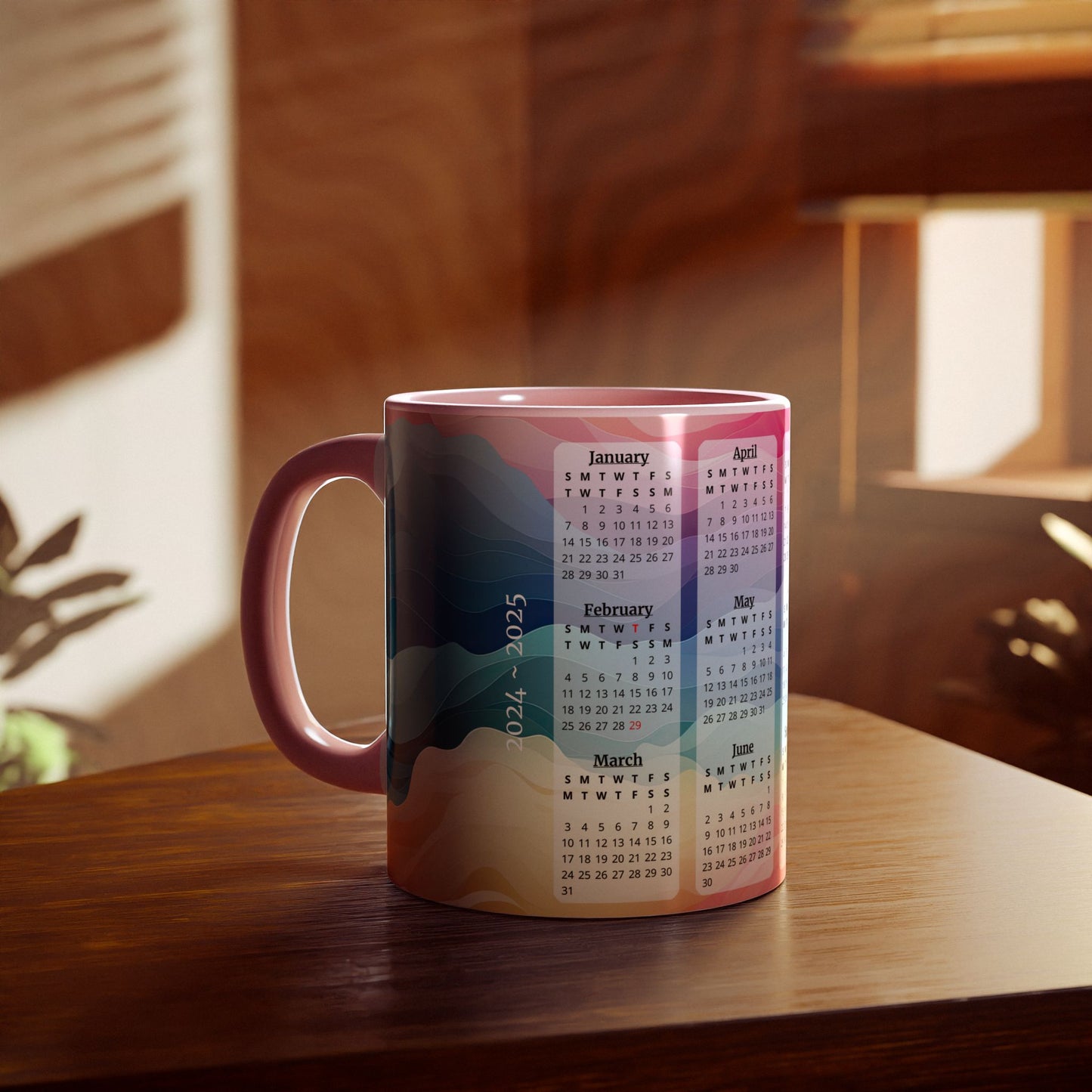 Colors of the Wind, 2 Year Calendar 2024 to 2025, Accent Mug (Small) (Pink/Red)