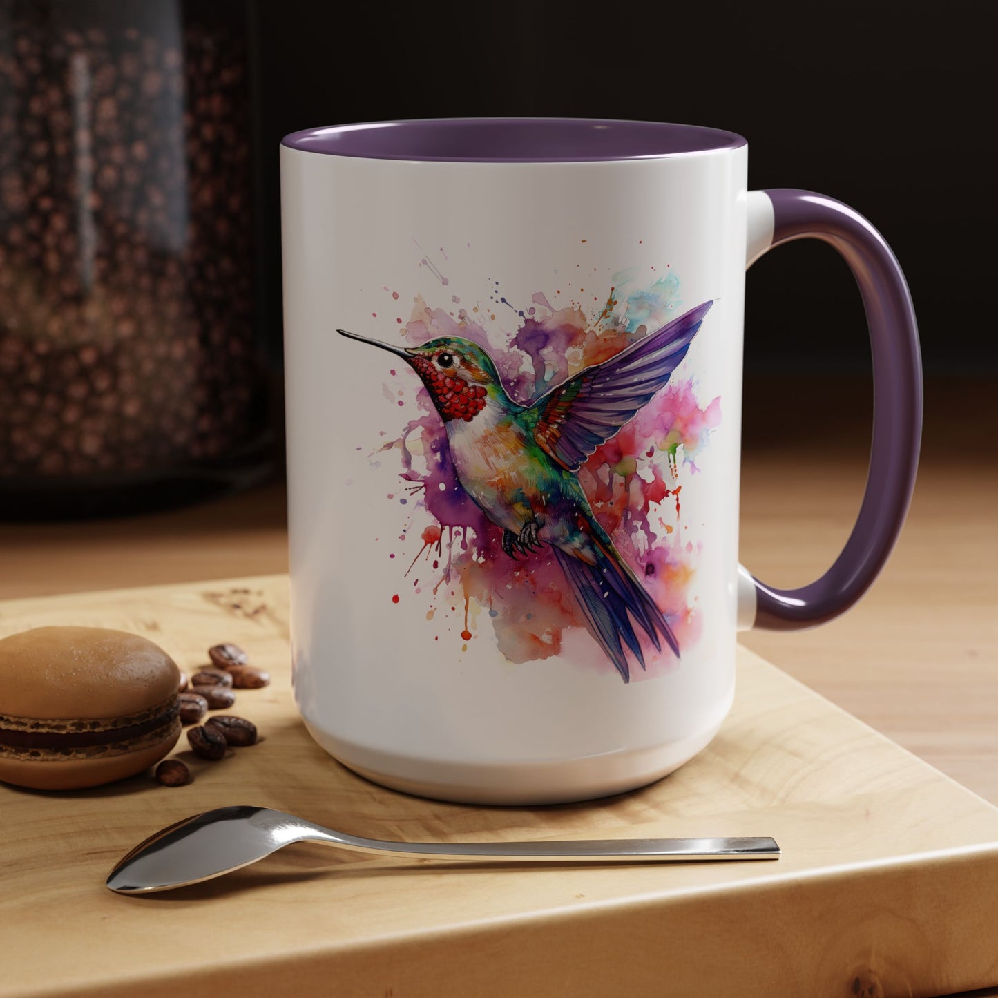 Hummingbird · Personalize It! With Your Name | Accent Mug (Small/Medium) (Black, Light Blue, Navy, Orange, Pink, Purple, Red, Yellow)