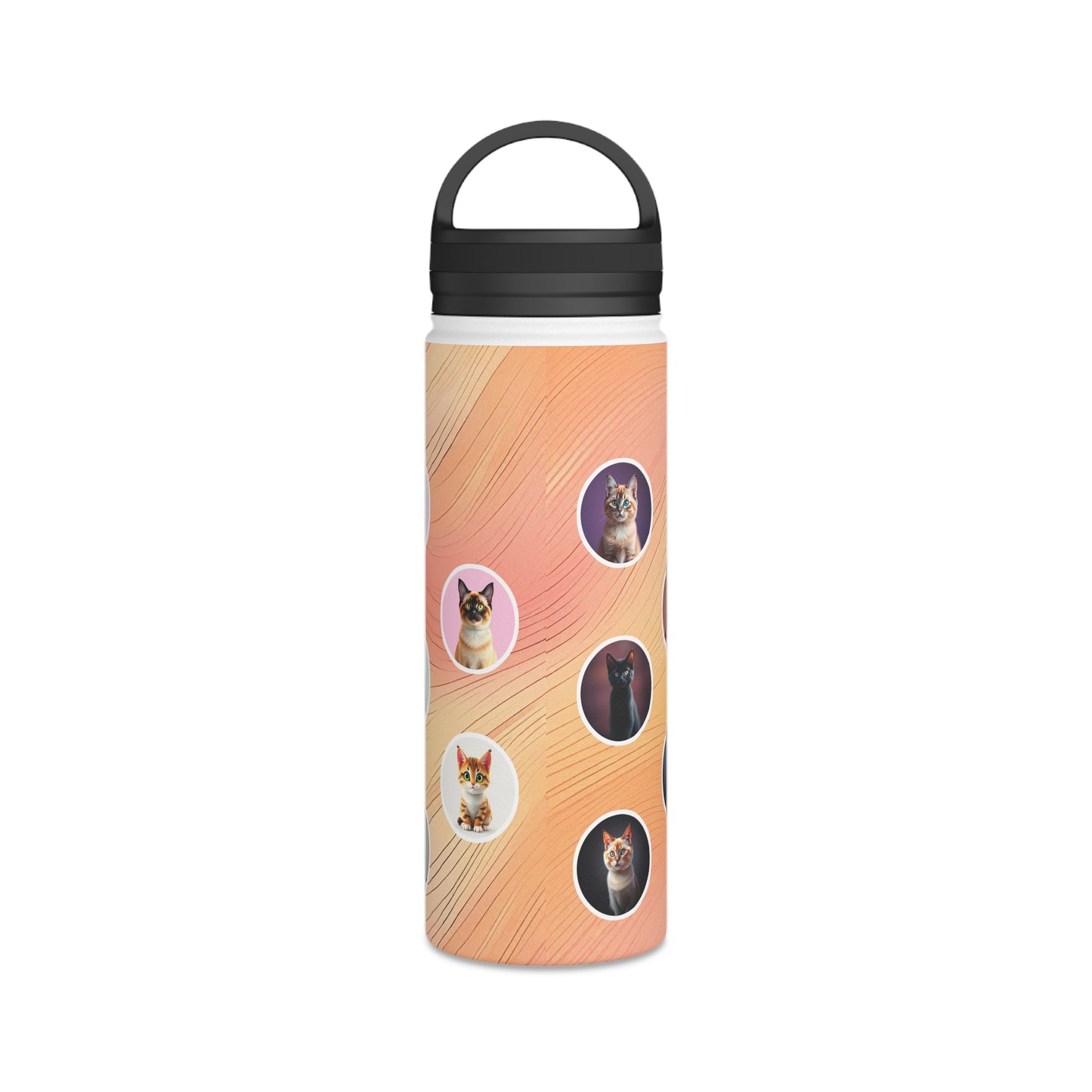 Catmosphere en Pêche: Personalize It! Your Name | Stainless Steel Water Bottle Handle Lid (Medium)