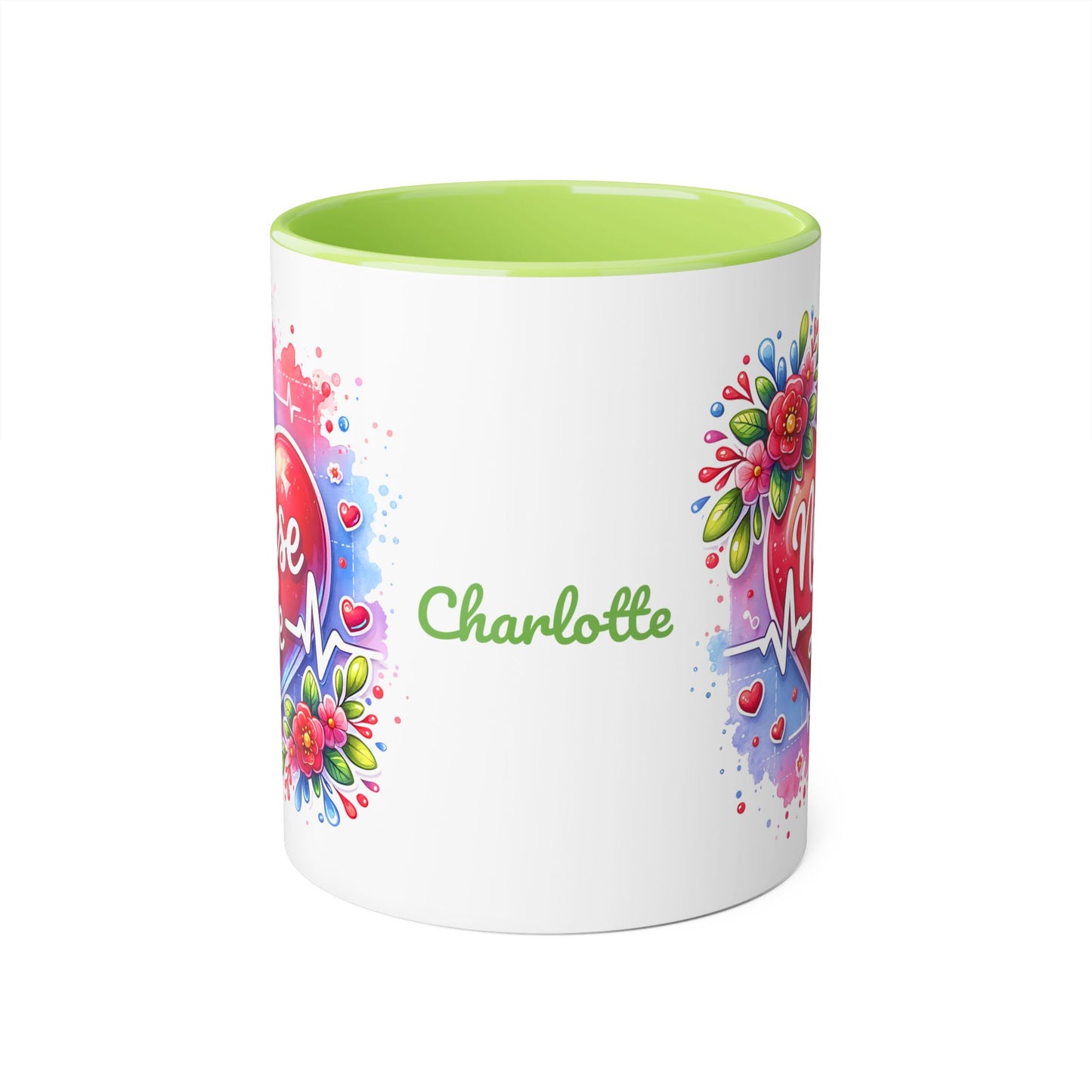 Nurse Life · Personalize It! Your Name | Accent Mug (Small) (Black/Blue/Light Green/Pink/Red/Yellow).