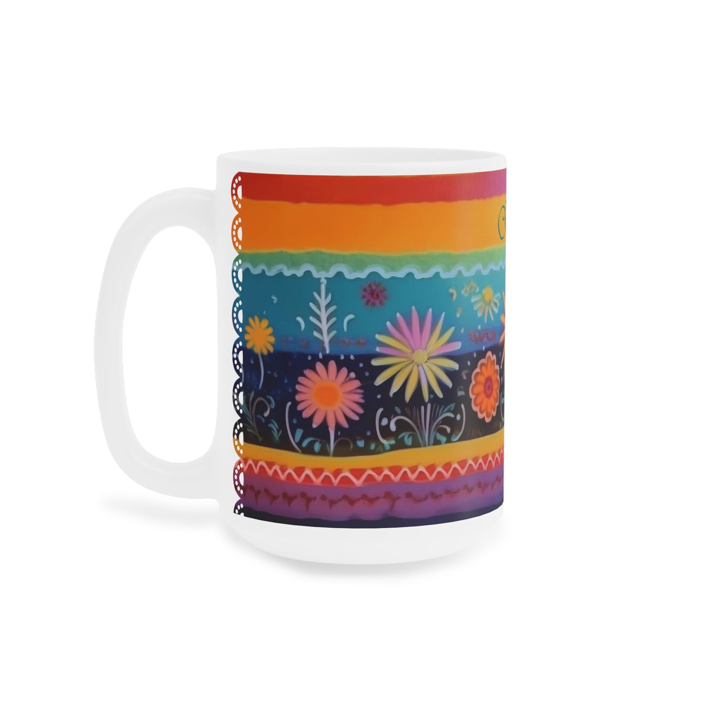 Floral Tapestry Bloom: Personalize It! Your Name, Font and Color | Ceramic Mug (Small/Medium/Large)