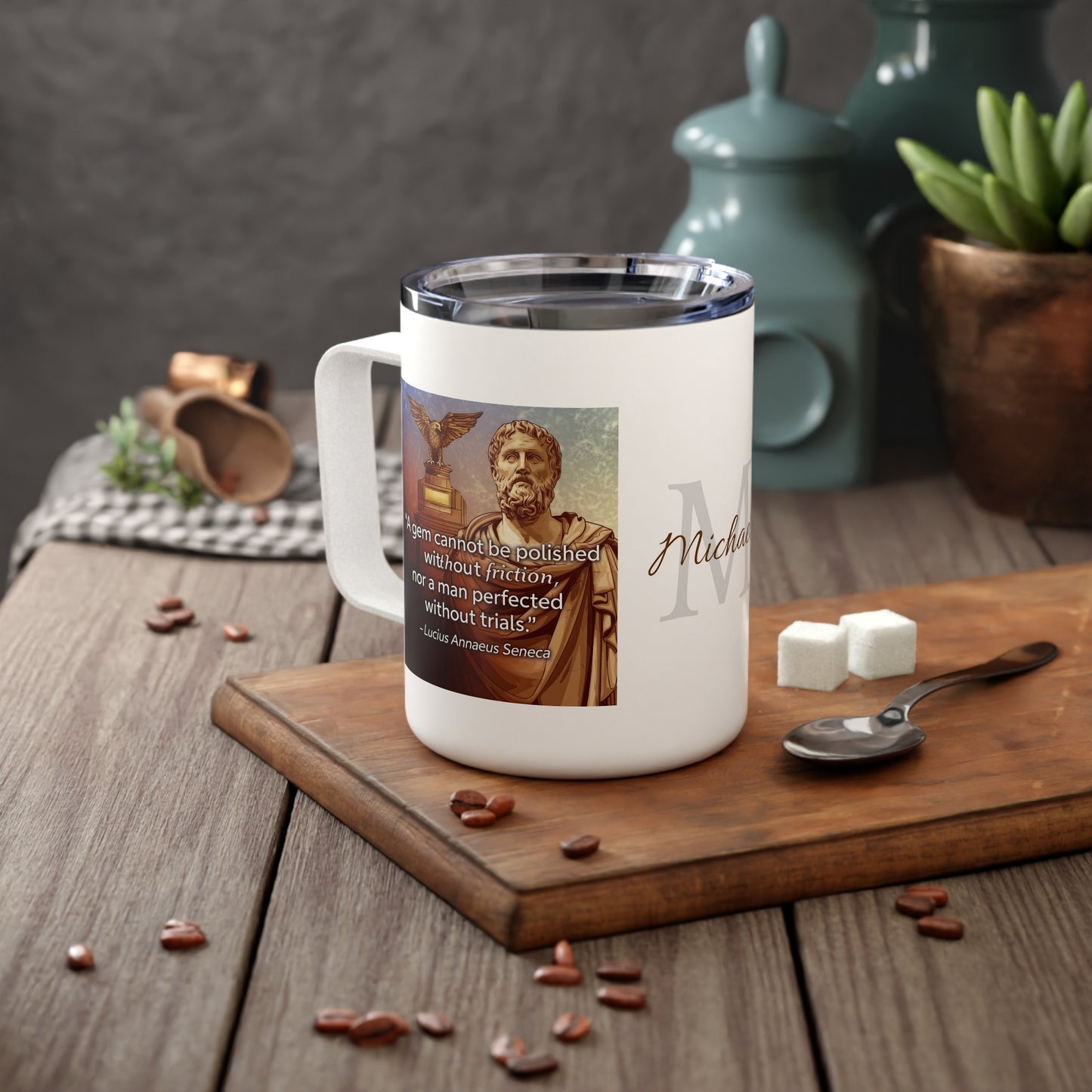 Stoicism The Perfected Man: Personalize It! Your Name | Insulated Coffee Mug