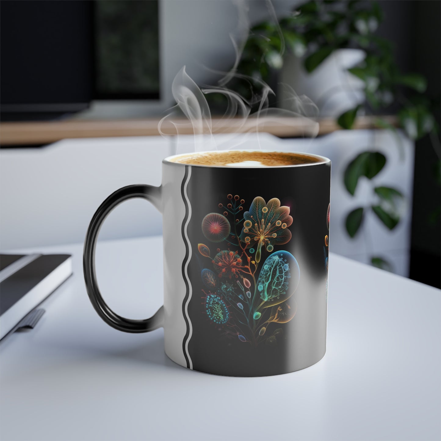 Neon Floral Amoeba 2, Magic Mug (Small)