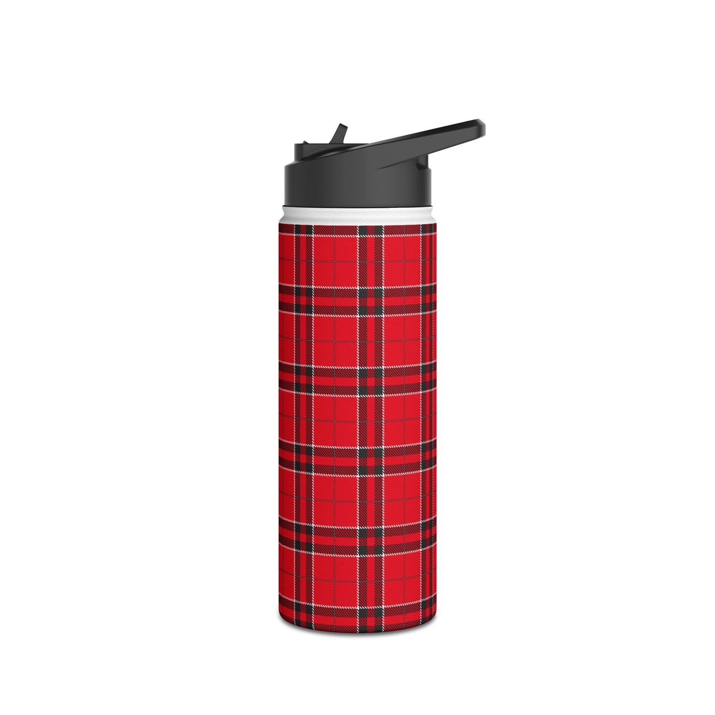 Red and Black Tartan Plaid | Stainless Steel Water Bottle Standard Lid (Small/Medium)