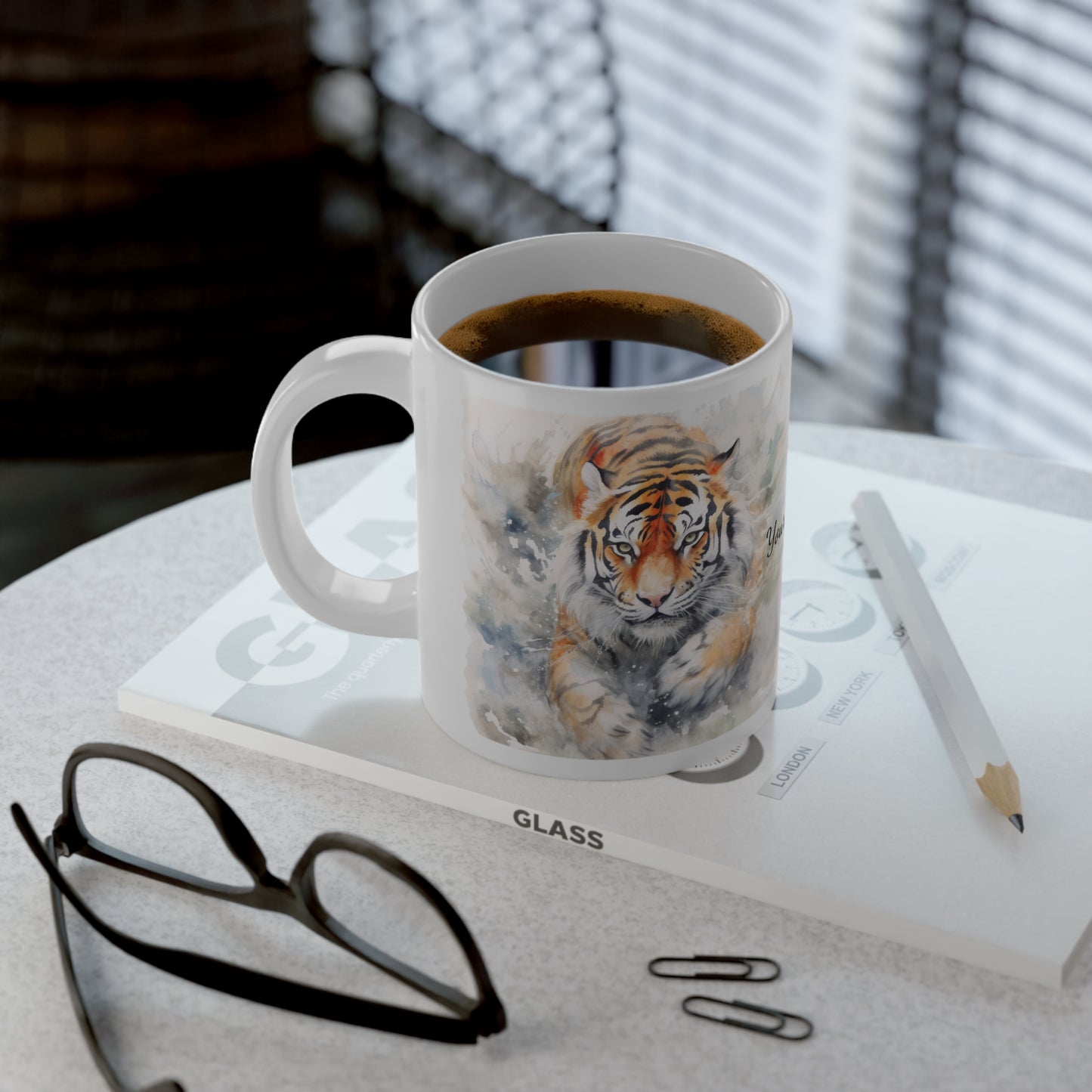 Twin Mystic Tigers: Personalize It! Your Name, Your Font | Ceramic Mug (Large)