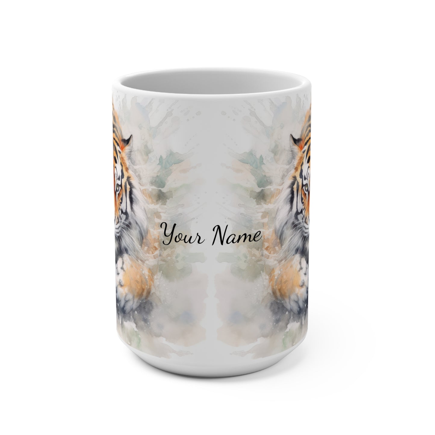 Twin Mystic Tigers: Personalize It! Your Name, Your Font | Ceramic Mug (Medium)