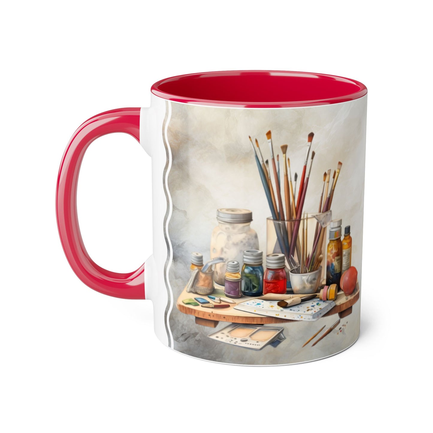 Artist's Painting Tools · Personalize It! Your Name | Accent Mug (Small) (Black/Light Green/Pink/Navy Blue/Red/Yellow).