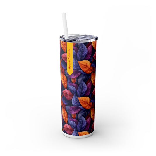 Folia Purpura, Personalize It! Your Name Your Font, Skinny Tumbler with Straw