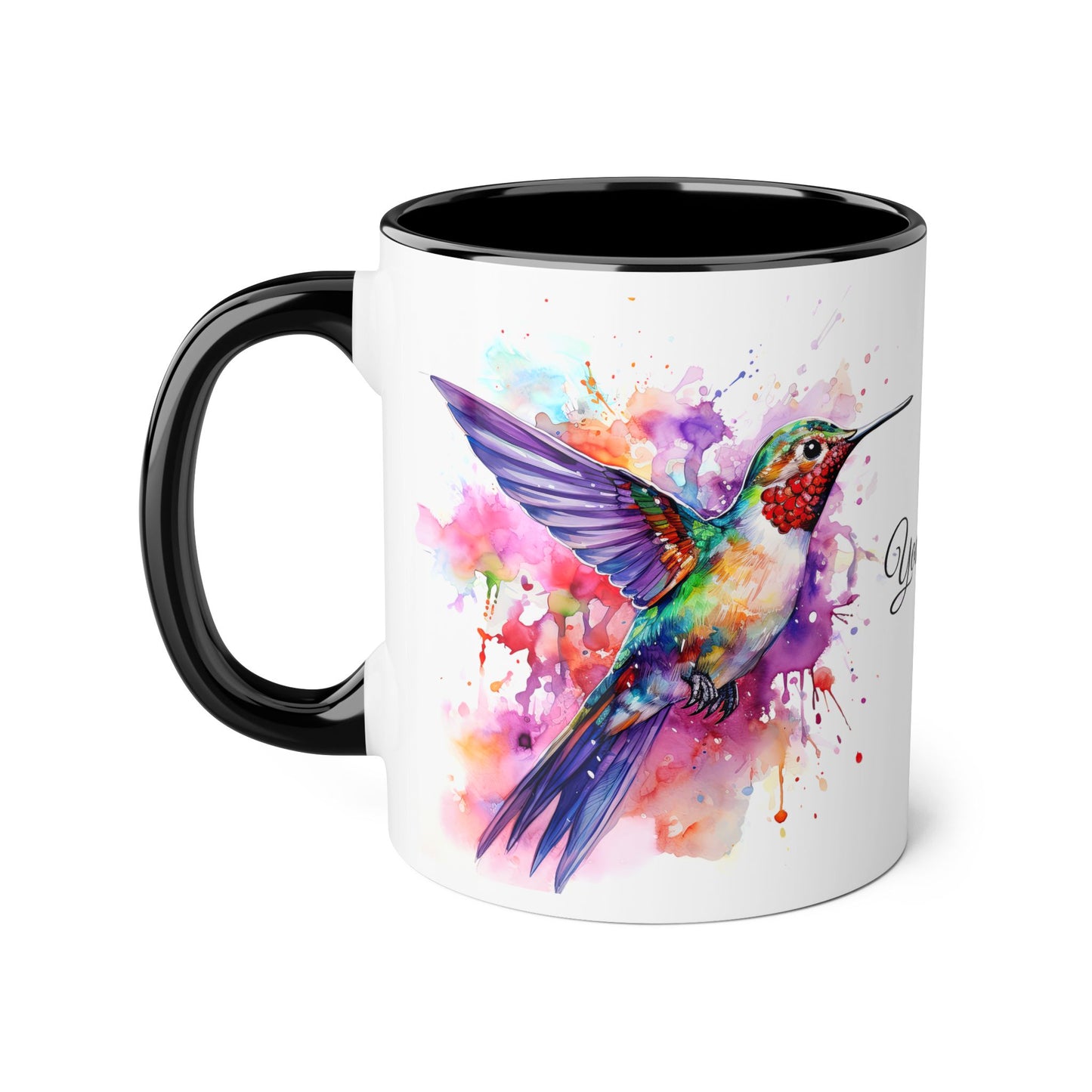 Hummingbird · Personalize It! With Your Name | Accent Mug (Small) (Black/Blue/Light Green/Pink/Red/Yellow).