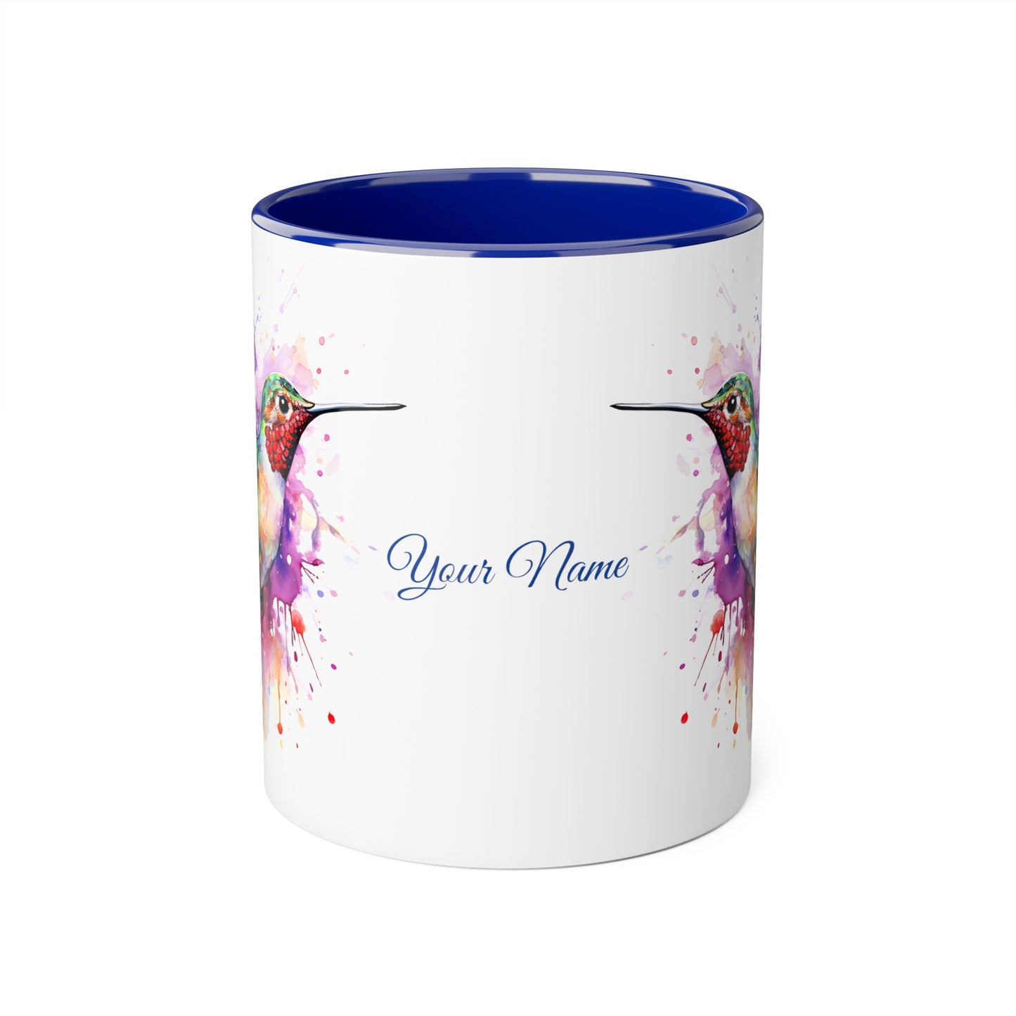 Hummingbird, Personalize It! Your Name Your Font, Accent Mug (Small) (Black/Blue/Light Green/Pink/Red/Yellow)