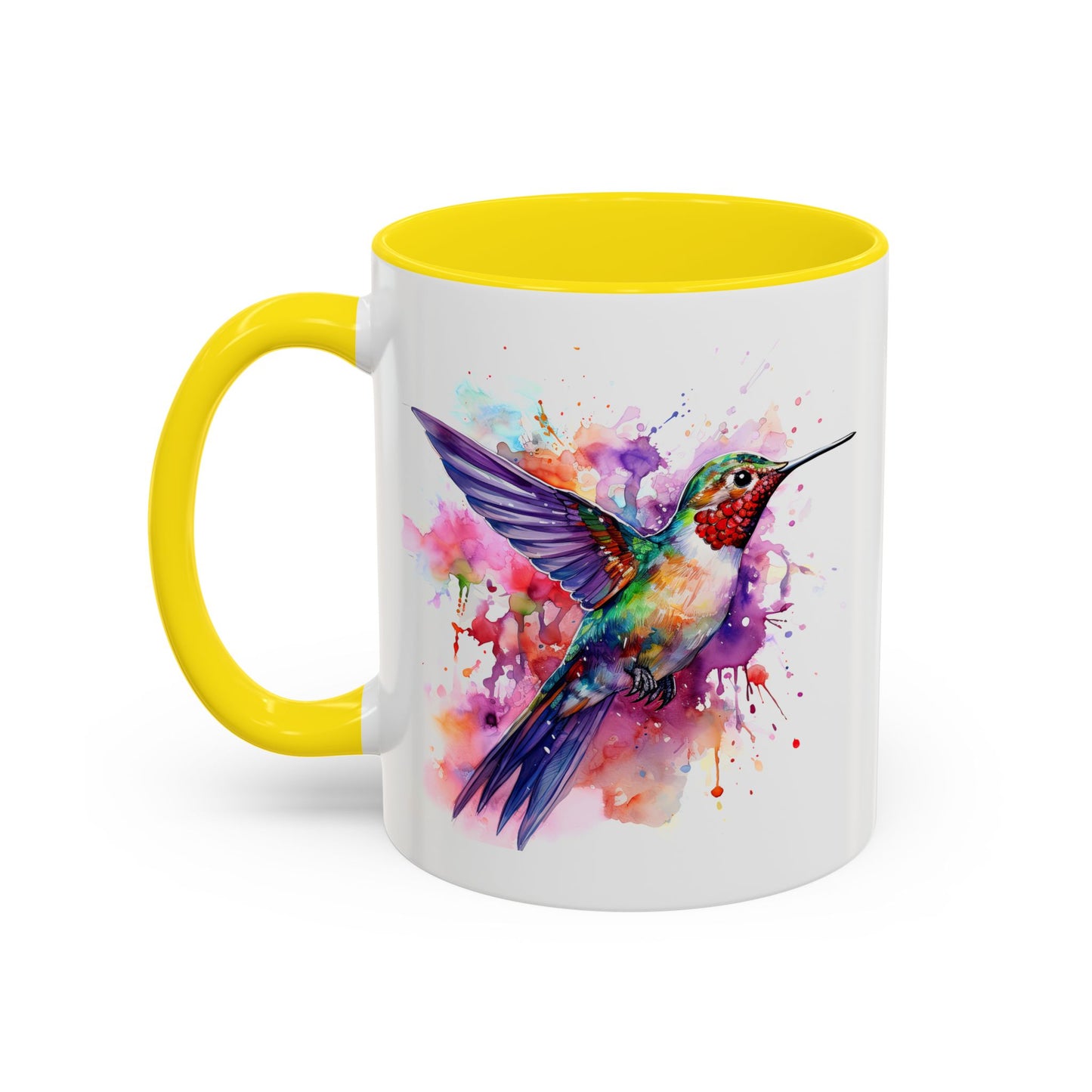 Hummingbird · Personalize It! With Your Name | Accent Mug (Small/Medium) (Black, Light Blue, Navy, Orange, Pink, Purple, Red, Yellow)