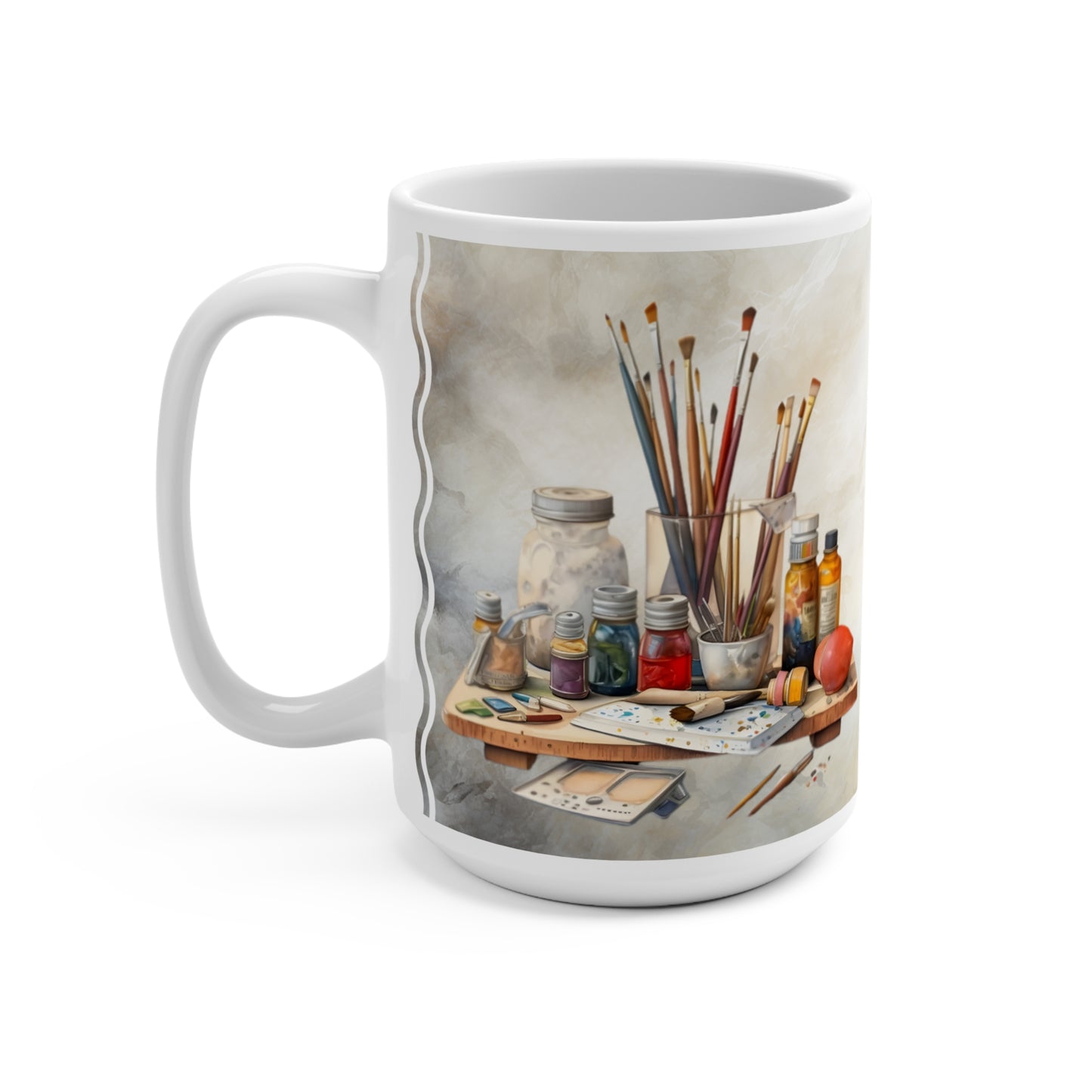 Artist's Painting Tools, Personalize It! Your Name, Ceramic Mug (Medium)