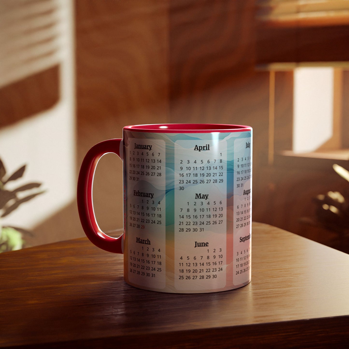 Crystal Clouds, 15 Year Calendar 2023 to 2037, Accent Mug (Small) (Pink/Red)