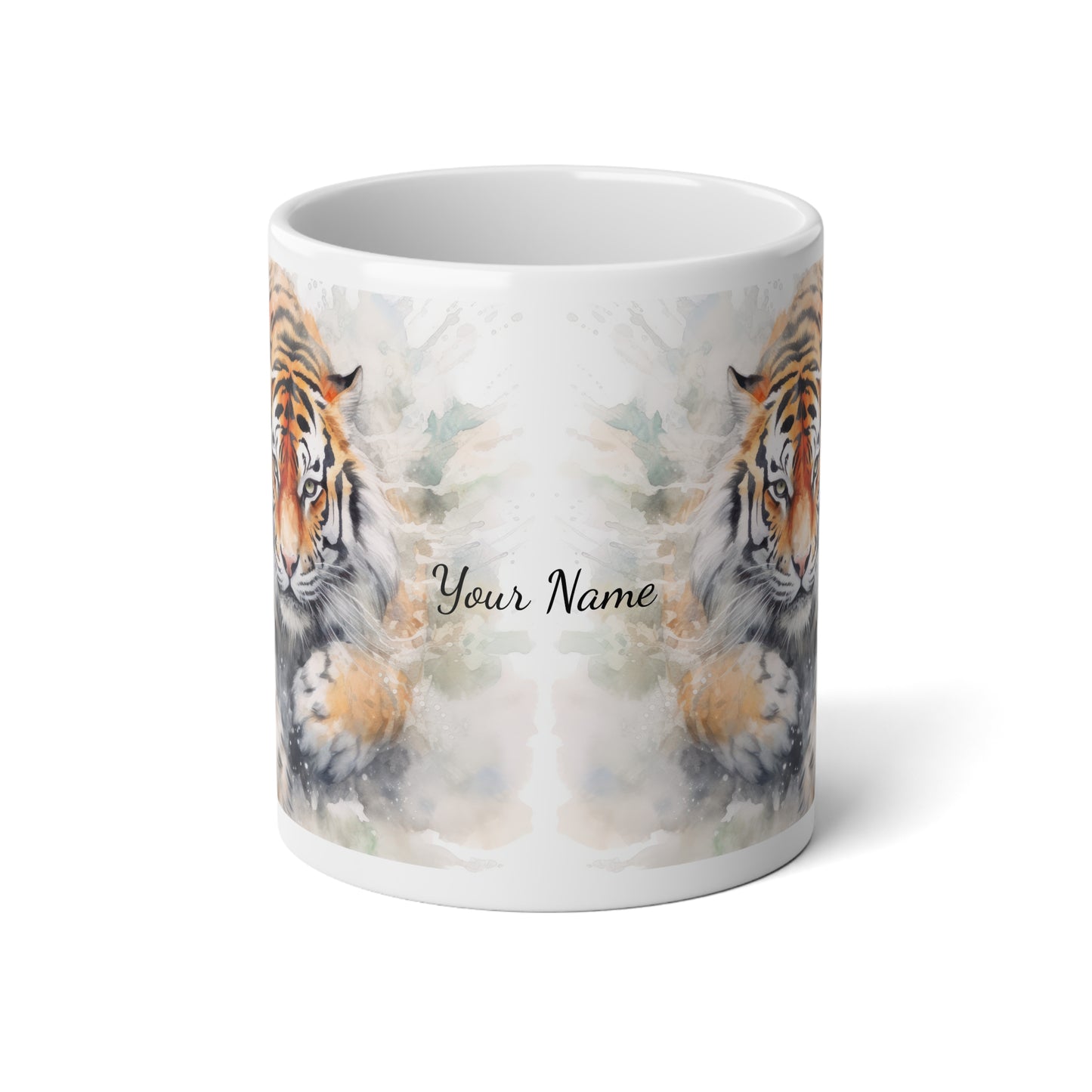 Twin Mystic Tigers: Personalize It! Your Name, Your Font | Ceramic Mug (Large)