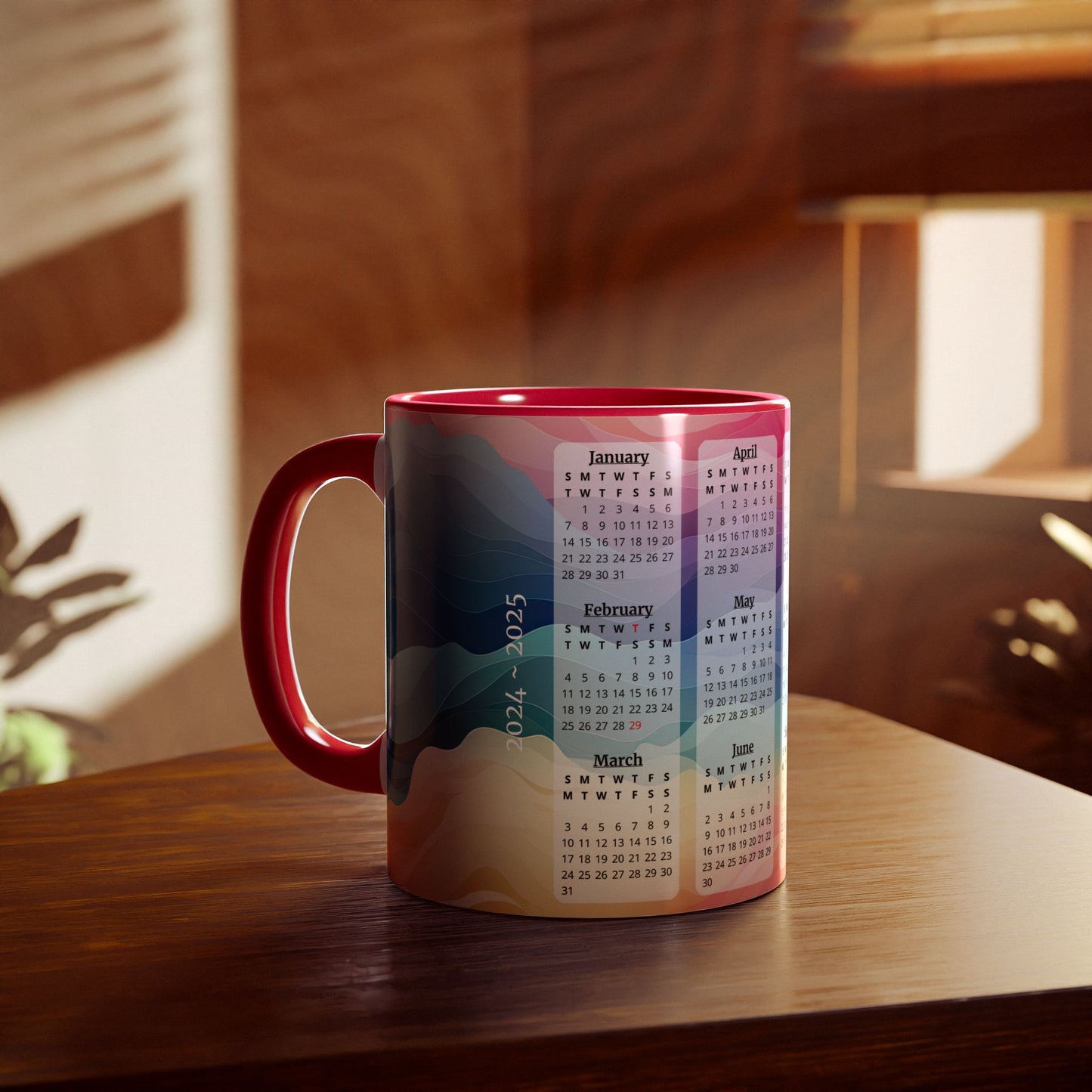 Colors of the Wind, 2 Year Calendar 2024 to 2025, Accent Mug (Small) (Pink/Red)