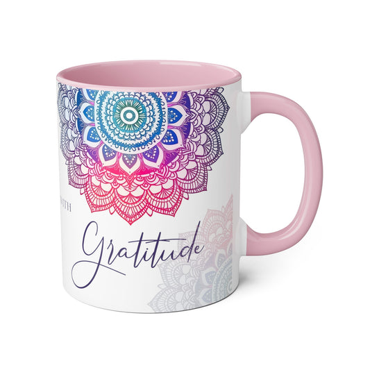 Gratitude Mandala, Accent Mug (Small) (Blue/Pink/Red)