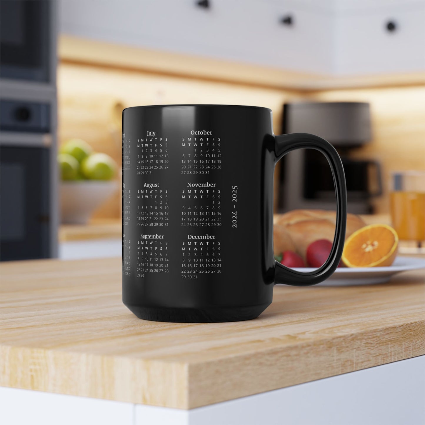 Wireframe Lovers, 2 Year Calendar 2024 to 2025, Black Mug Medium