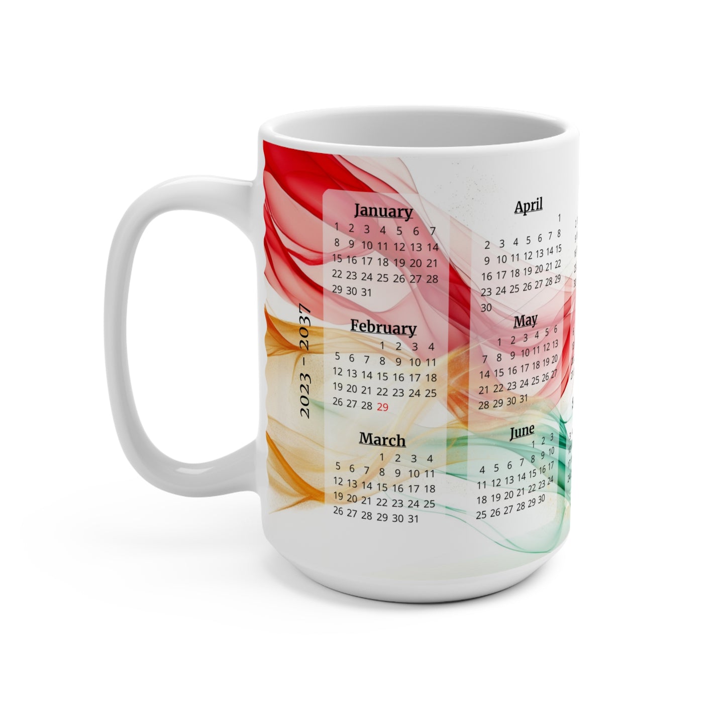 Seta Italiana, 15 Year Calendar 2023 to 2037, Ceramic Mug (Medium)