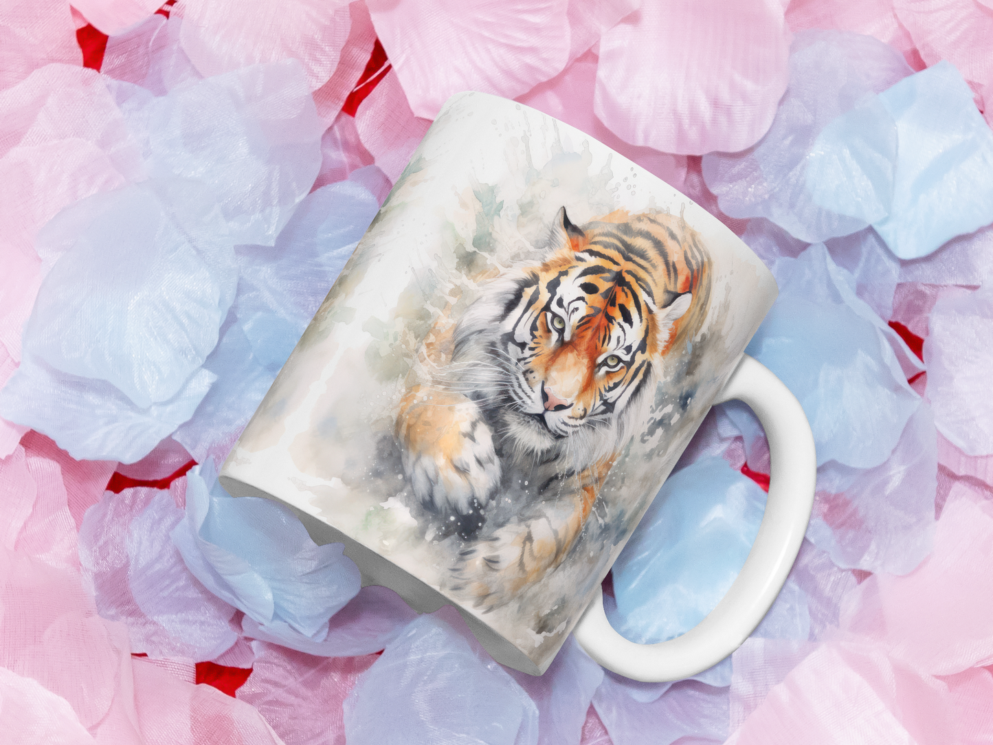 Twin Mystic Tigers: Personalize It! Your Name, Your Font | Ceramic Mug (Large)