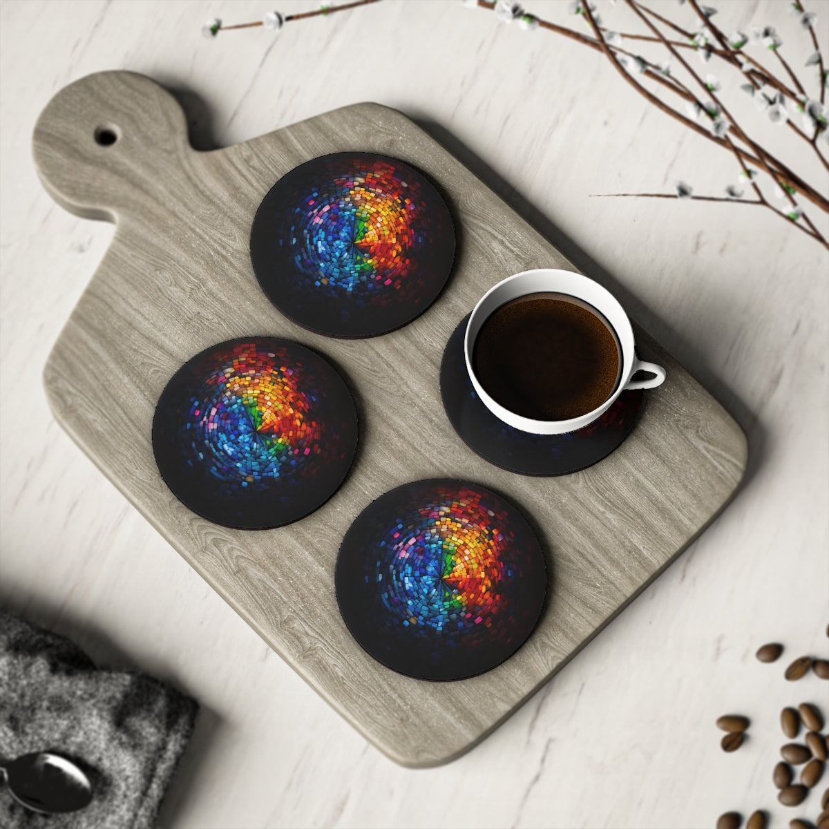 Rainbow Eye Mosaic · Personalize It! Your Name | Black Mug (Medium)