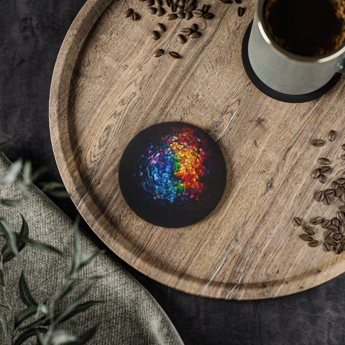 Rainbow Eye Mosaic · Personalize It! Your Name | Black Mug (Medium)