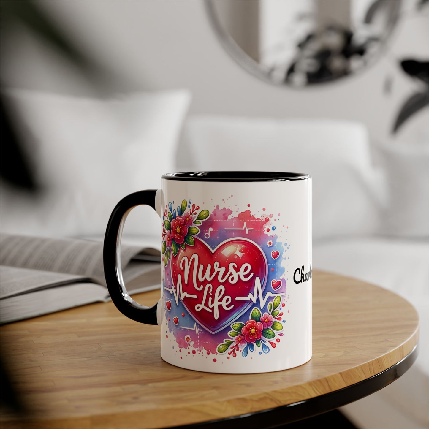 Nurse Life: Personalize It! Your Name | Accent Mug (Small) (Black/Blue/Light Green/Pink/Red/Yellow)