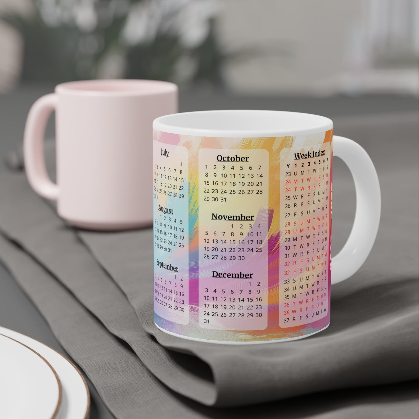 Palette of Pinks and Pastels · Calendar Mugs: 15-Year Calendar: 2023 to 2037 | Ceramic Mug (Small/Medium/Large).