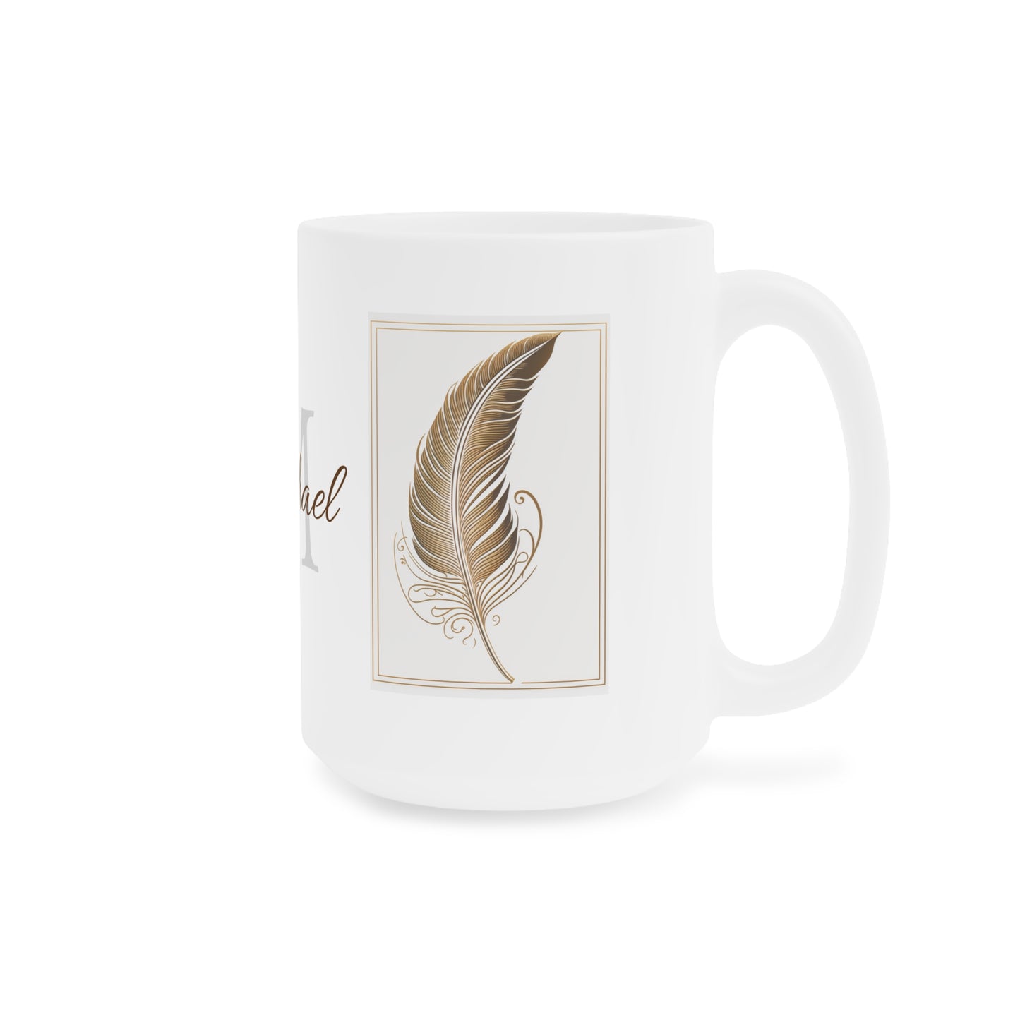 Golden Feather: Personalize It! Your Name | Ceramic Mug (Small/Medium/Large)