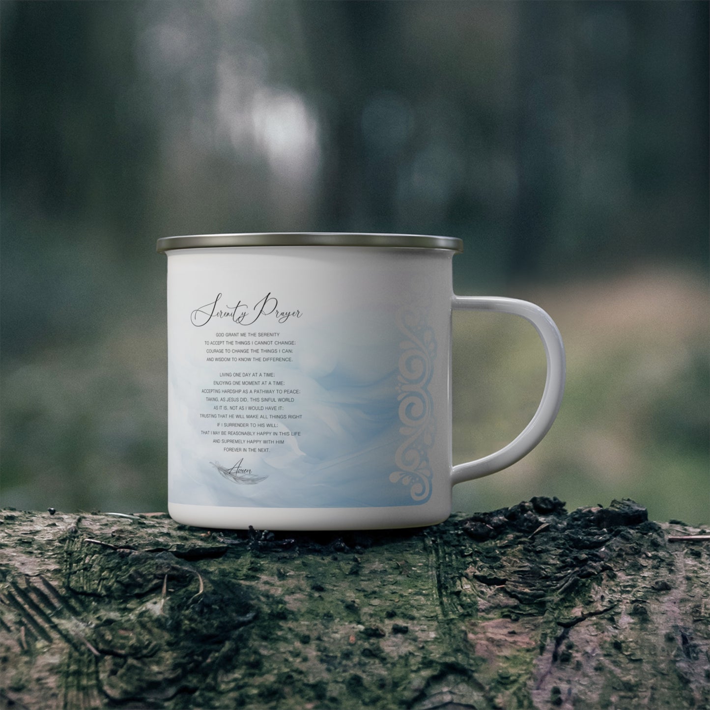 The Lord's Prayer and The Serenity Prayer, Enamel Camping Mug