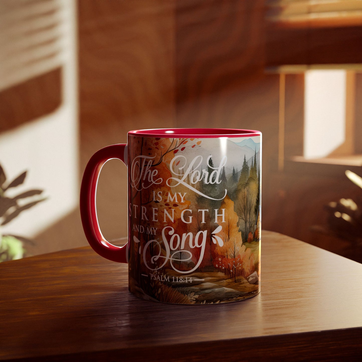 Autumn Passage: The Lord Is My Strength | Accent Mug (Small) (Red/Yellow).