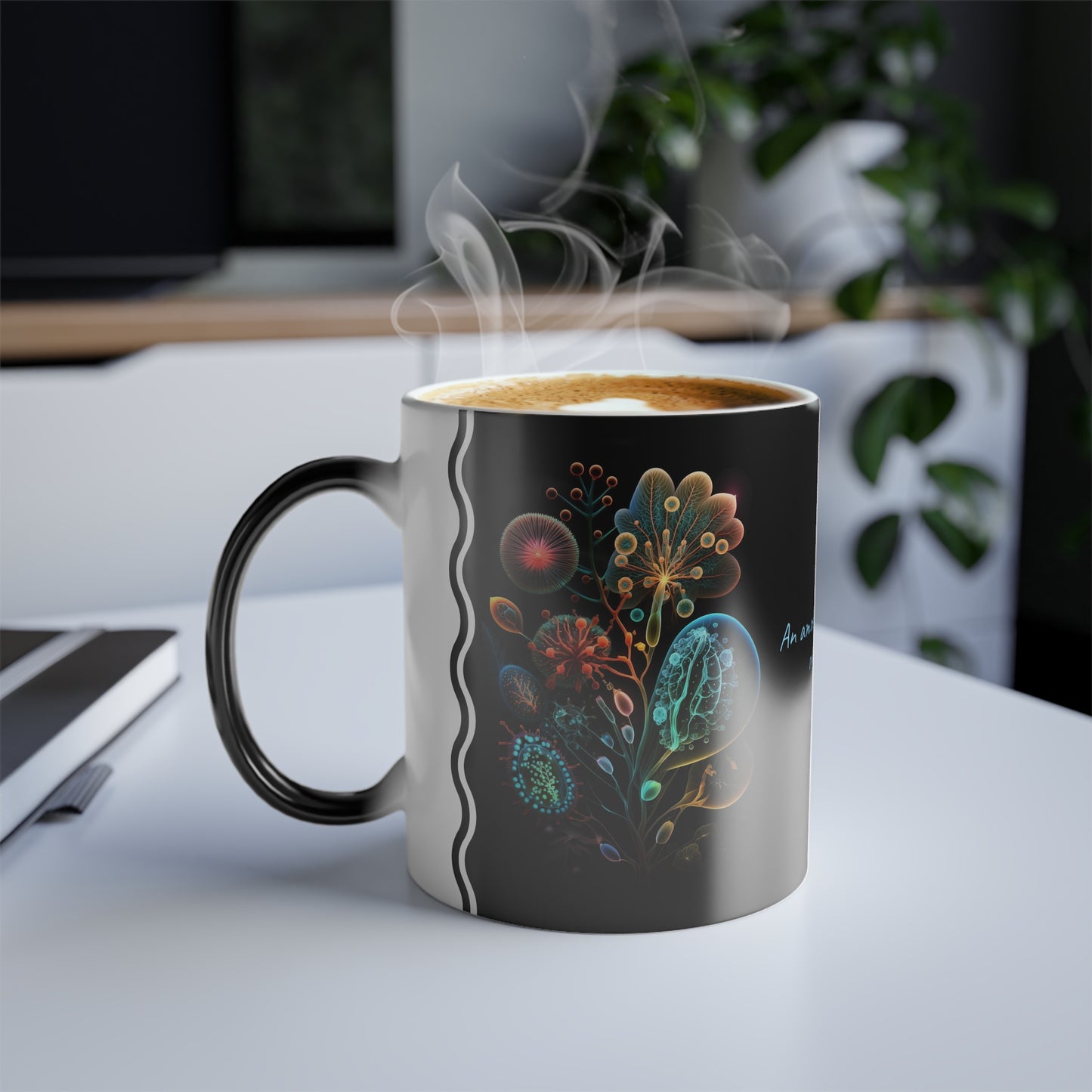 Luminescent Floral Amoeba · Customize It! Your Text or Quote | Magic Mug (Small)