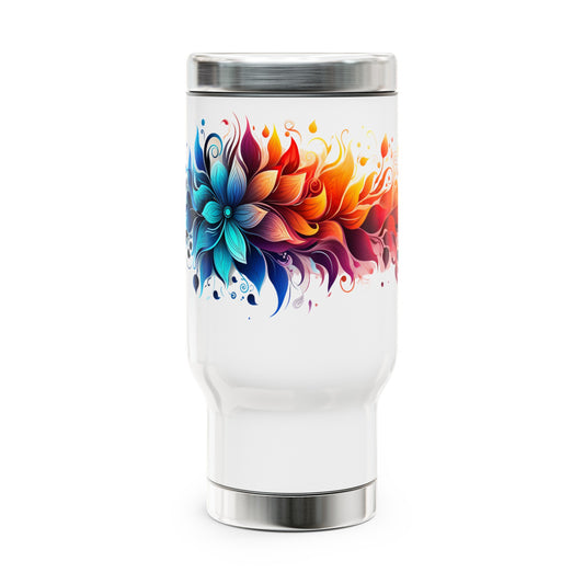 Floral Rainbow, Travel Mug with Handle