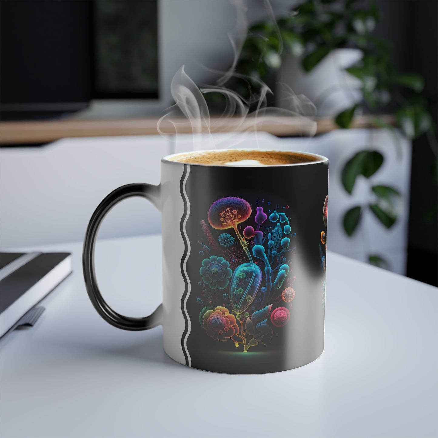 Neon Floral Amoeba 1 2 & 3, Magic Mug (Small)