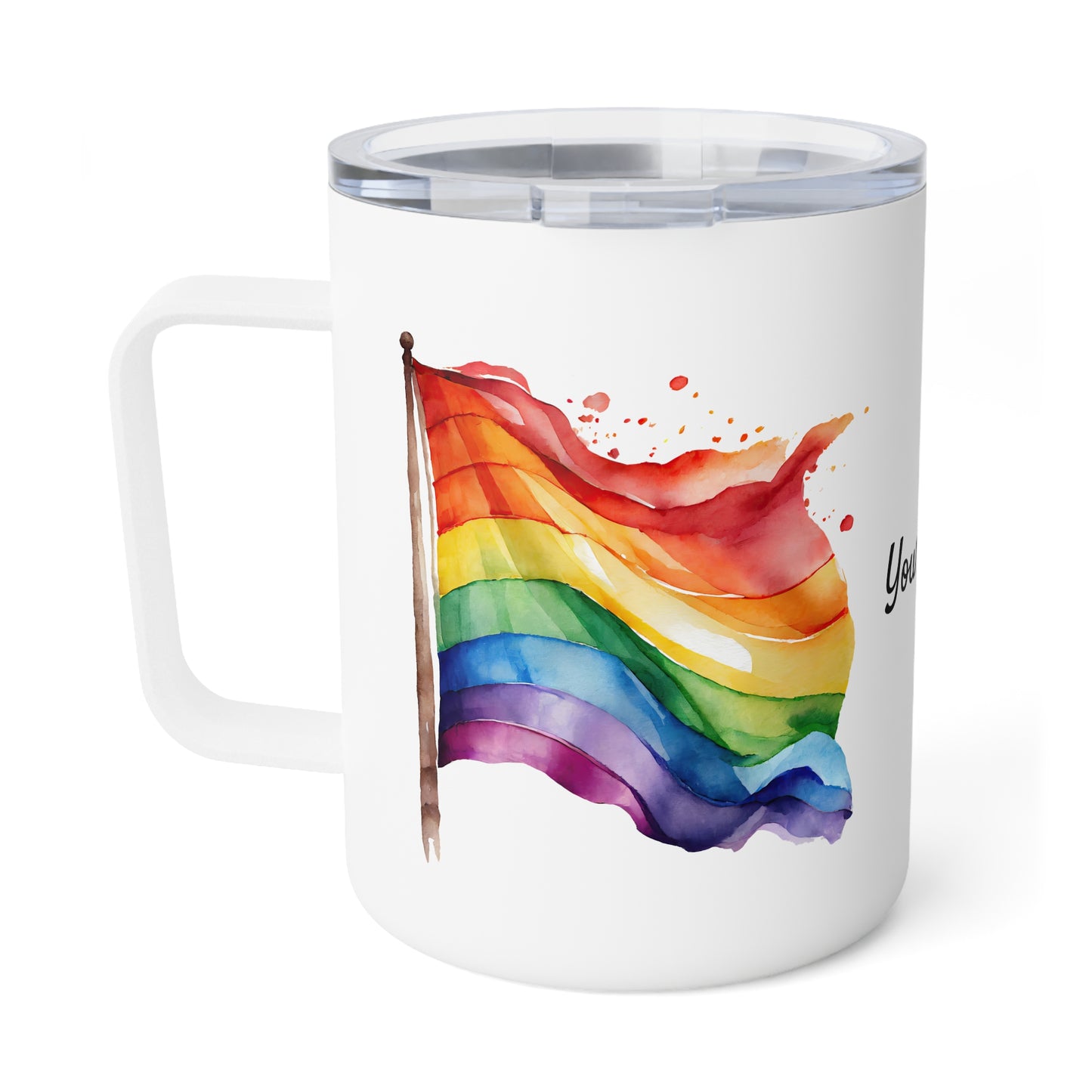 Rainbow Flag: Personalize It! Your Name | Insulated Coffee Mug