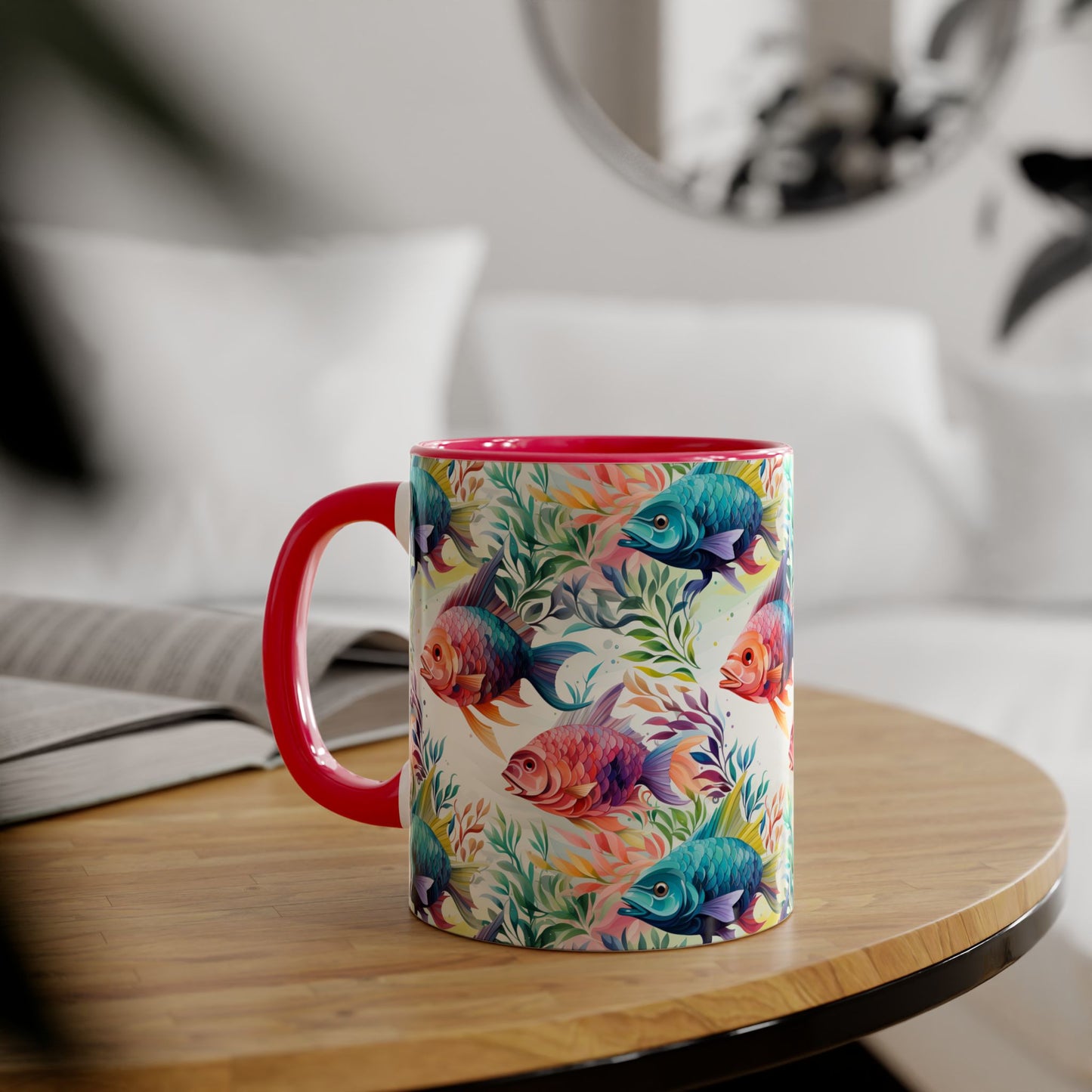 Fish Garden | Accent Mug (Small) (Light Green/Red/Yellow).