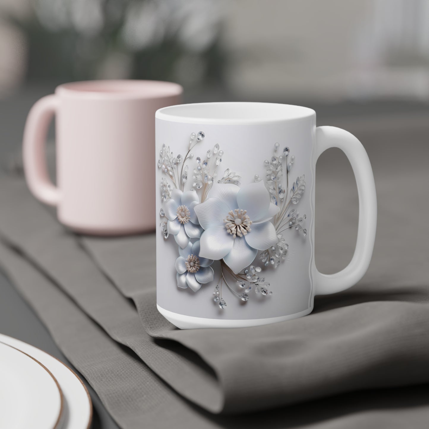 Flores Blancas | Ceramic Mug (Small/Medium).