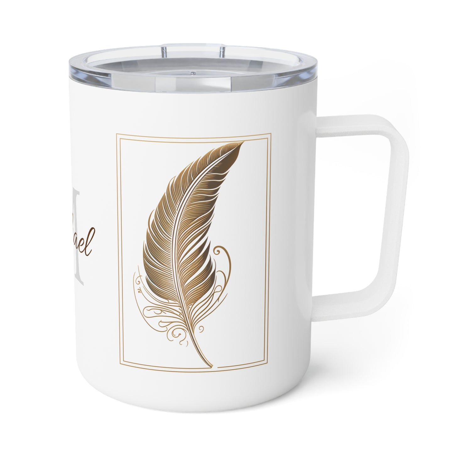 Golden Feather: Personalize It! Your Name | Insulated Coffee Mug