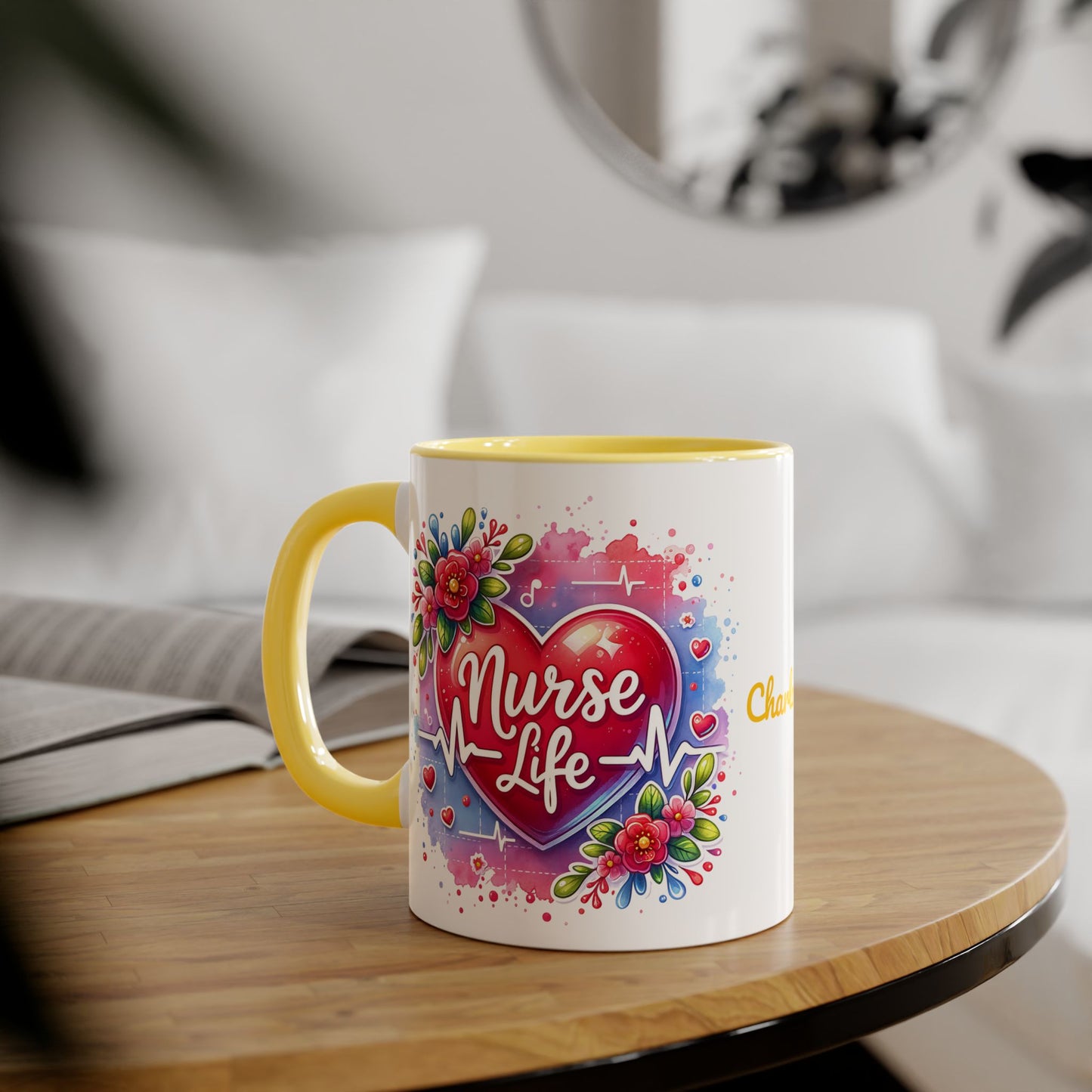 Nurse Life · Personalize It! Your Name | Accent Mug (Small) (Black/Blue/Light Green/Pink/Red/Yellow).