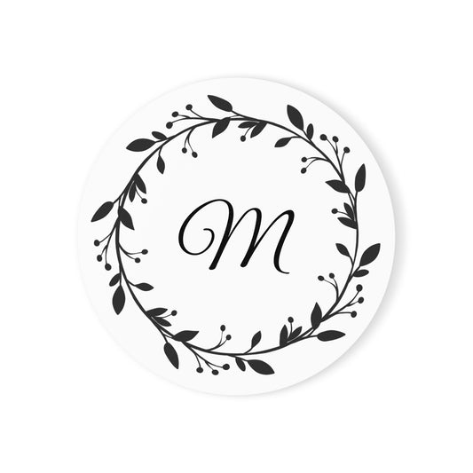 Family Name Wreath Monogram · Personalize It! Family Name | Coasters (Round)