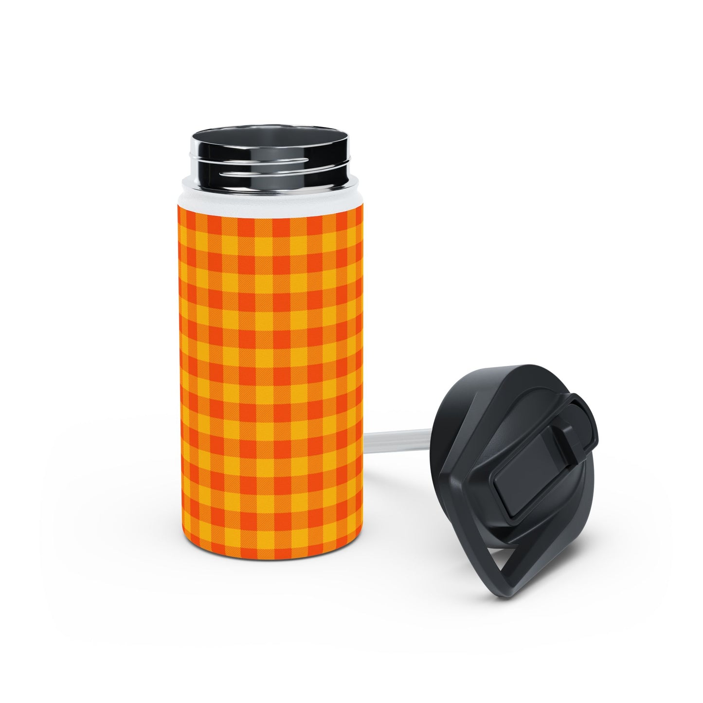 Orange Checks | Stainless Steel Water Bottle Standard Lid (Small/Medium)