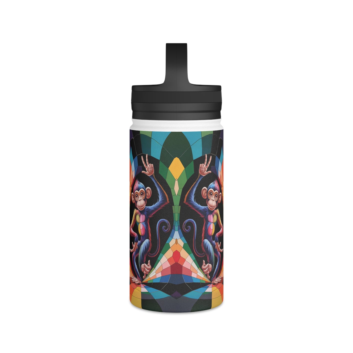 Prismatic Primate Peace | Stainless Steel Water Bottle Handle Lid (Small/Medium)