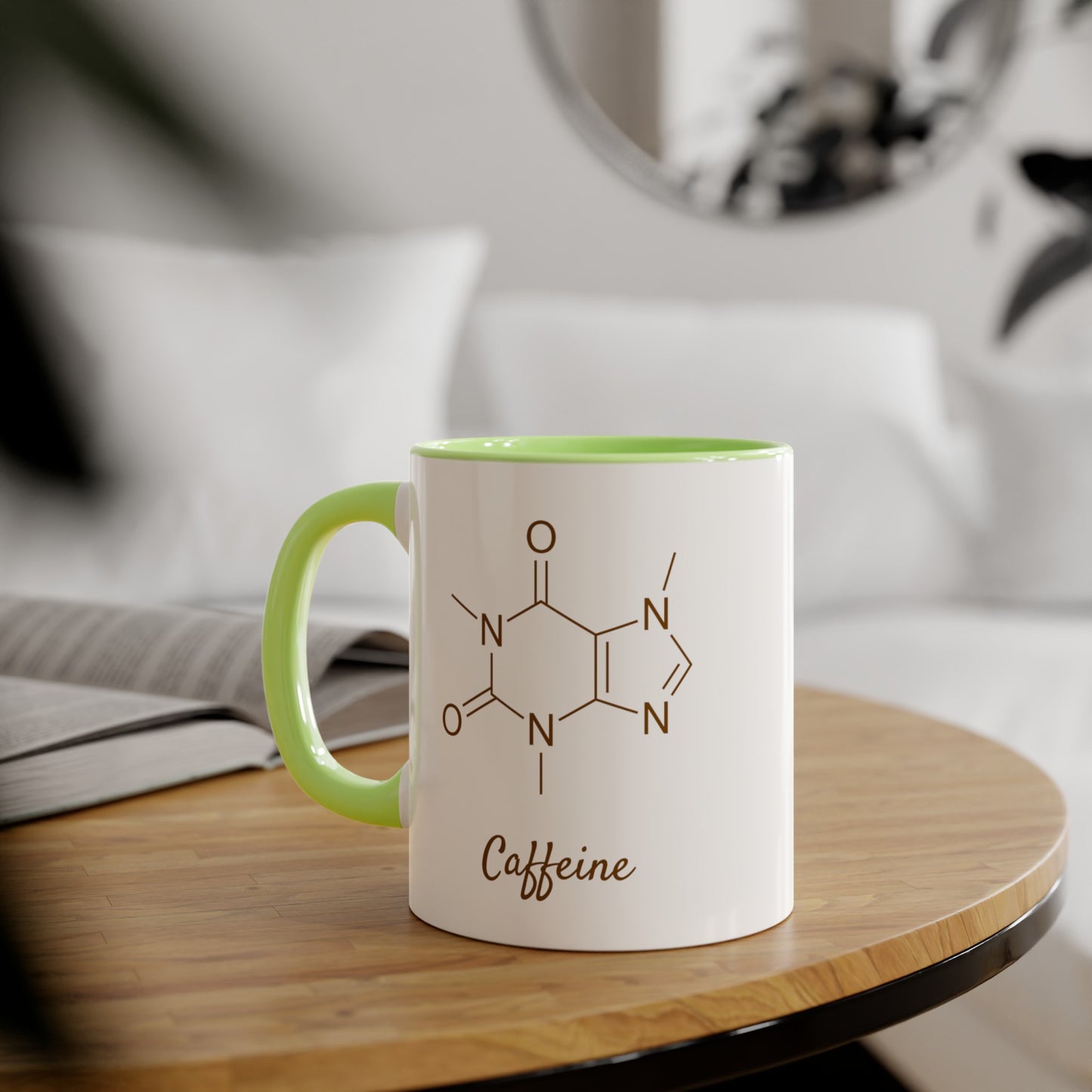 Caffeine Chemical Formula, Accent Mug (Small) (Light Green/Red)