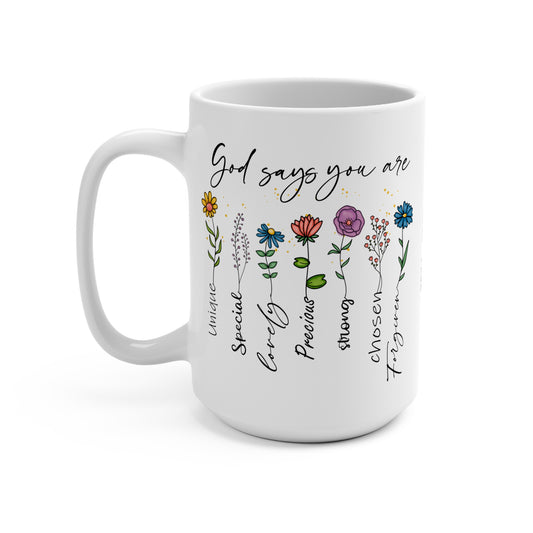 God Says You Are Flowers · Calendar Mugs: 2-Year Calendar 2024 to 2025 | Ceramic Mug (Medium)