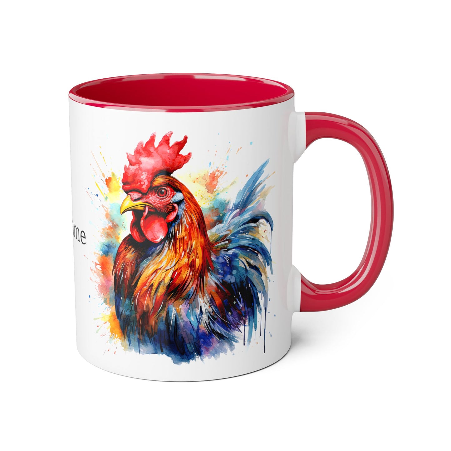 Majestic Rooster: Personalize It! Your Name and Font | Accent Mug (Small) (Black/Blue/Light Green/Pink/Red/Yellow) 🇨🇦🇺🇸