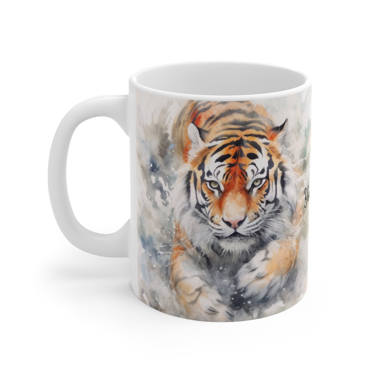 Twin Mystic Tigers: Personalize It! Your Name, Your Font | Ceramic Mug (Small)