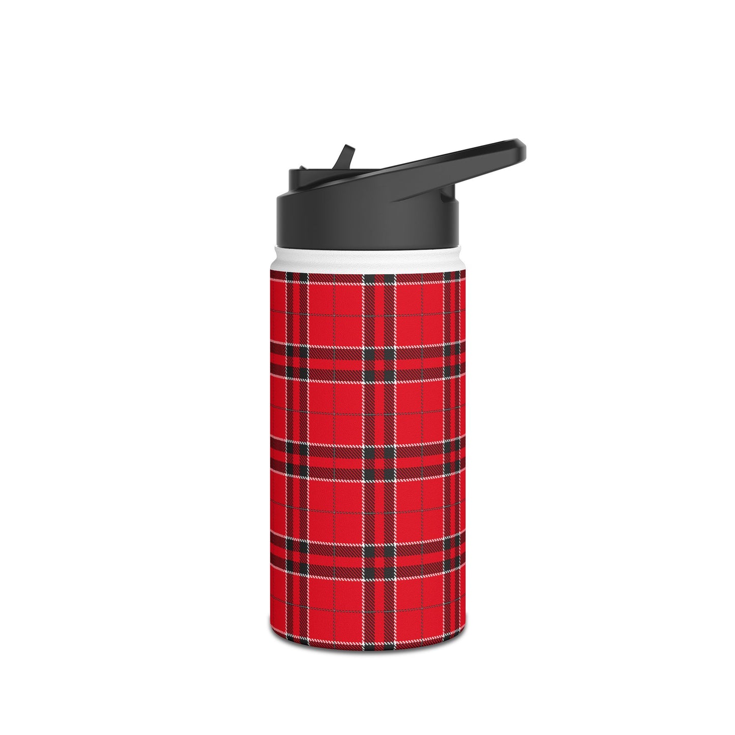 Red and Black Tartan Plaid | Stainless Steel Water Bottle Standard Lid (Small/Medium)